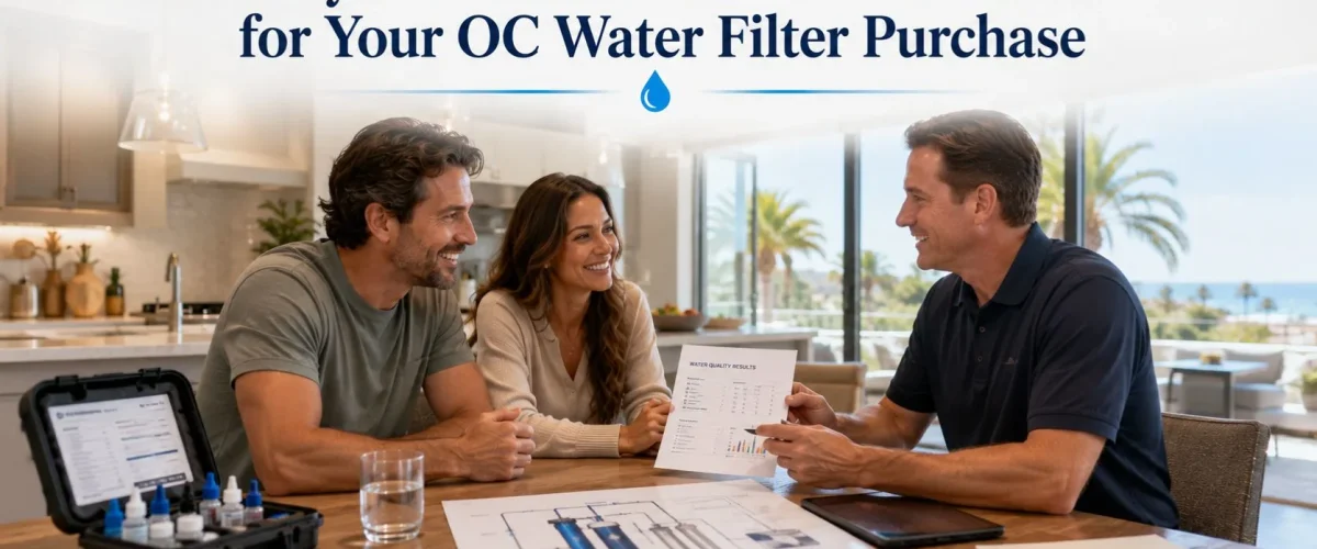 Water filter consultation during a free in-home water test with a homeowner in Orange County
