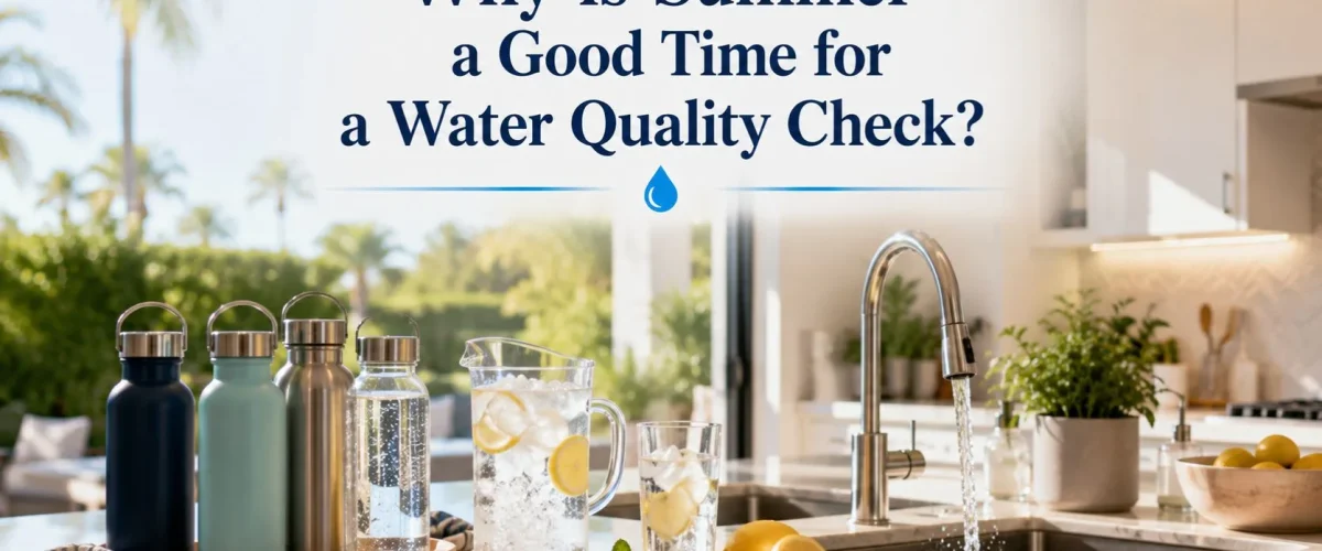 Water quality check being performed in an Irvine home during a free in-home water test