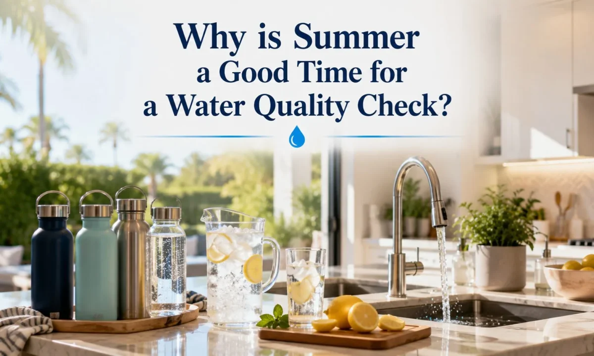 Water quality check being performed in an Irvine home during a free in-home water test