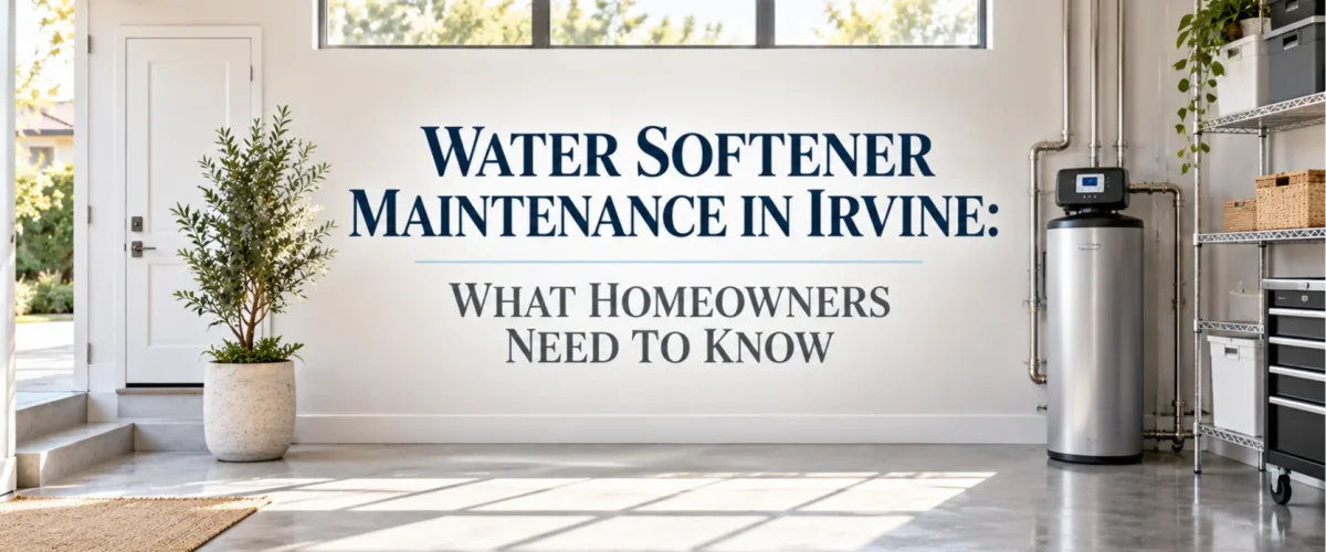 Editorial hero banner representing professional water softener maintenance in Irvine homes.