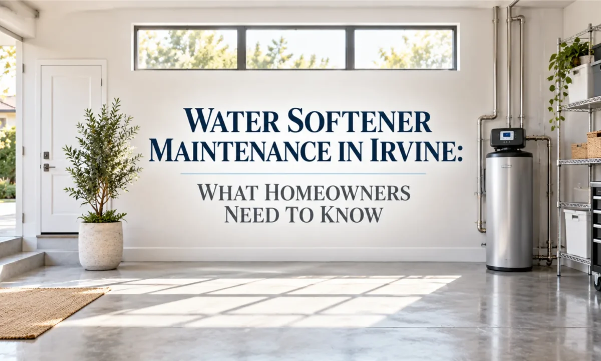 Editorial hero banner representing professional water softener maintenance in Irvine homes.