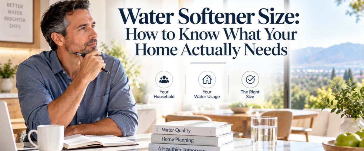 Home illustrating household water softener size and daily capacity needs.