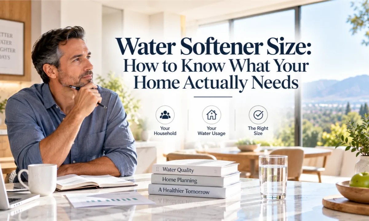 Home illustrating household water softener size and daily capacity needs.