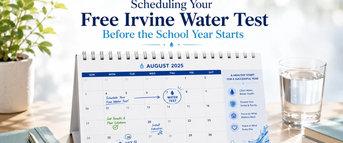 Water test guide showing the simple steps of scheduling and completing a professional in-home water test before school starts.