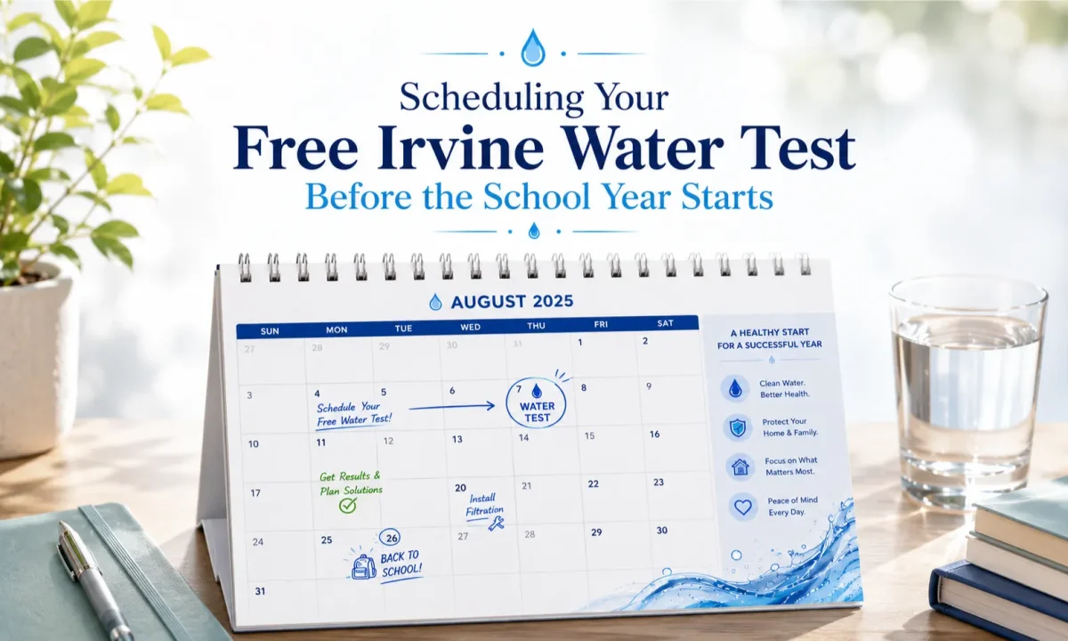 Water test guide showing the simple steps of scheduling and completing a professional in-home water test before school starts.