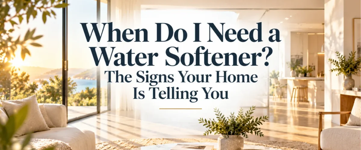 Architectural morning sunlight filling an Irvine home interior, reflecting subtle hard water signs to answer when do I need a water softener.