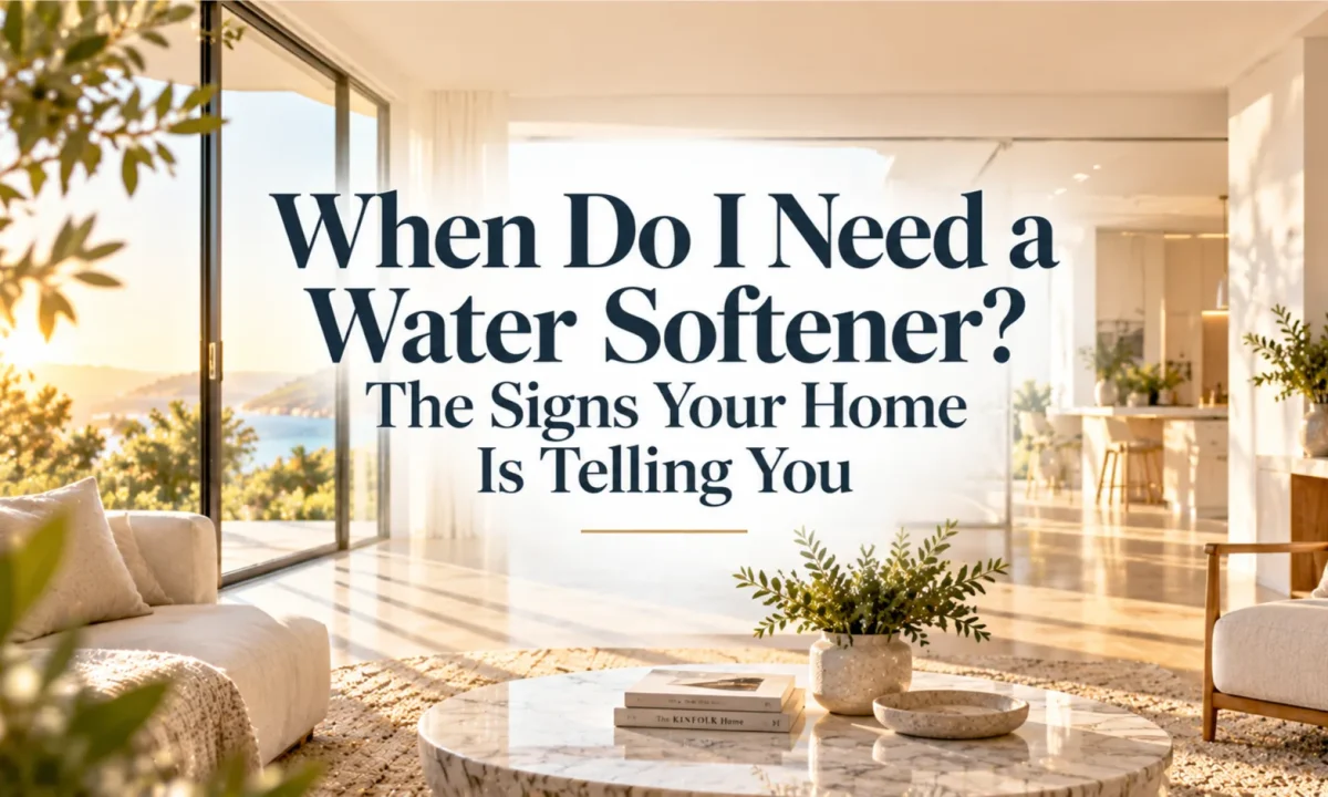 Architectural morning sunlight filling an Irvine home interior, reflecting subtle hard water signs to answer when do I need a water softener.