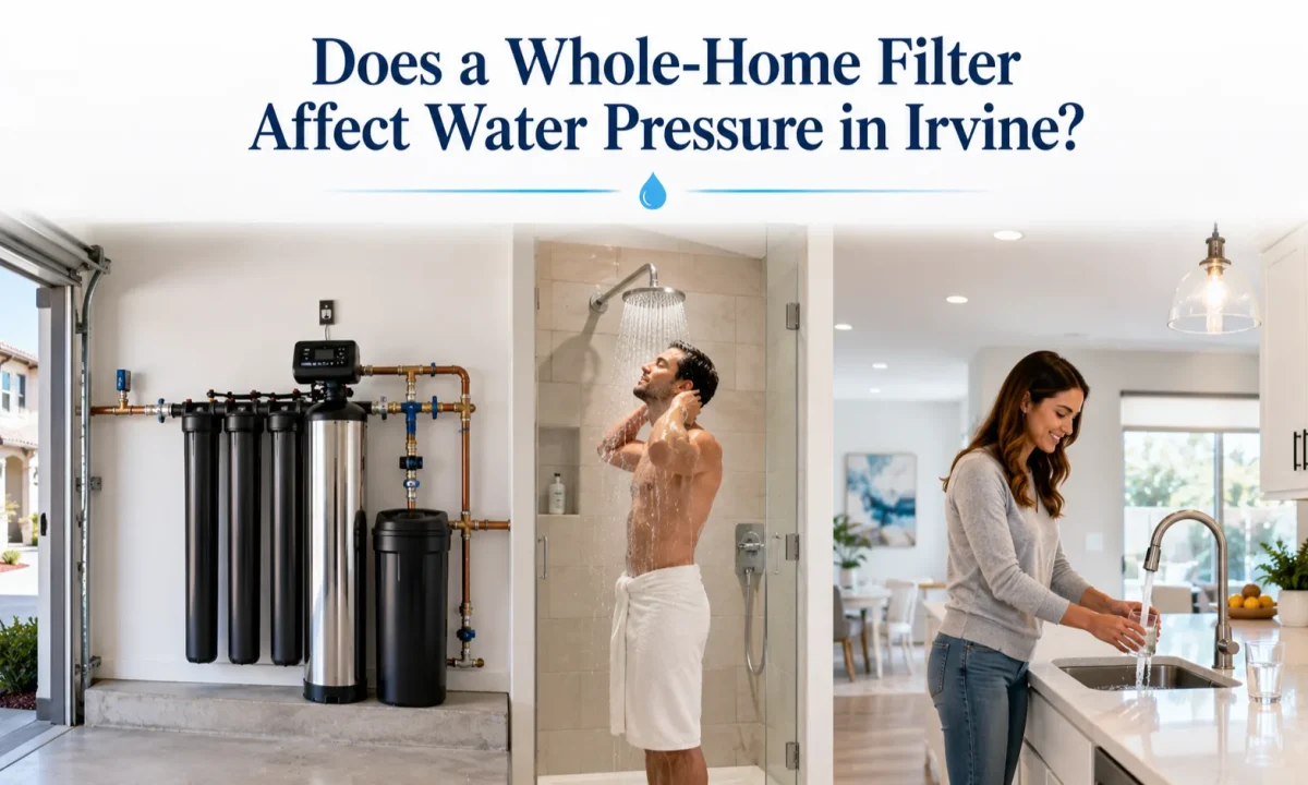 Whole-Home Filter professionally installed in an Irvine home to maintain strong water pressure and improve water quality