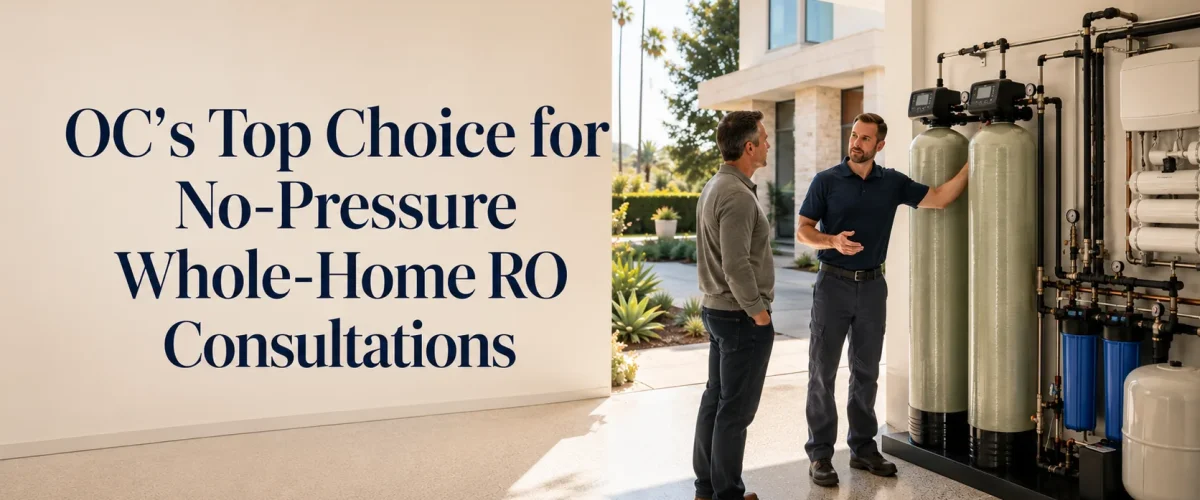 Whole-home RO consultations in a premium Southern California home with residential water treatment equipment integrated into the utility space