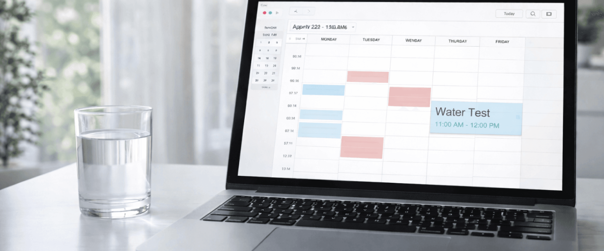 calendar app open to schedule a free in-home water test