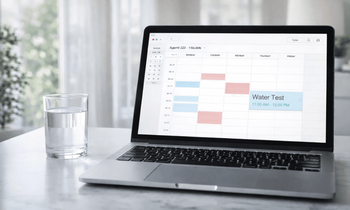 calendar app open to schedule a free in-home water test