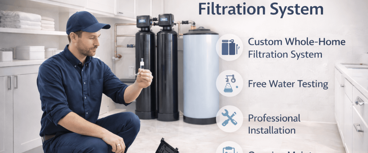 Custom whole house water filtration system installed