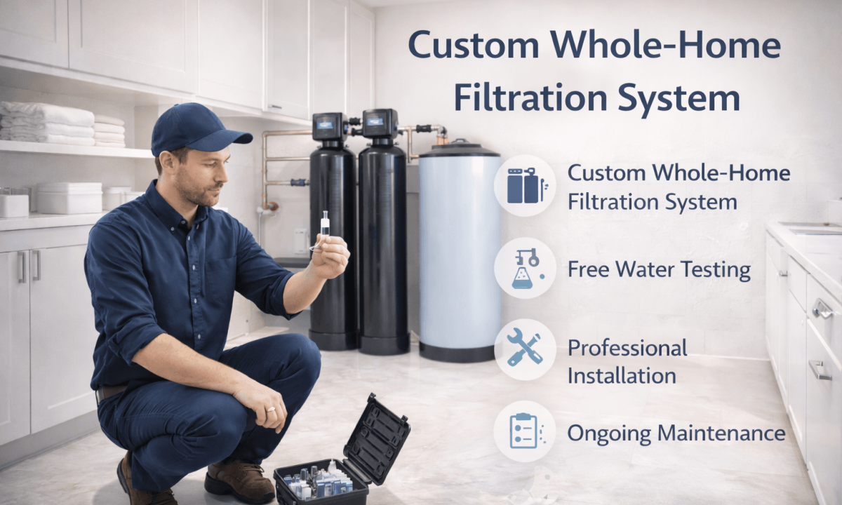 Custom whole house water filtration system installed